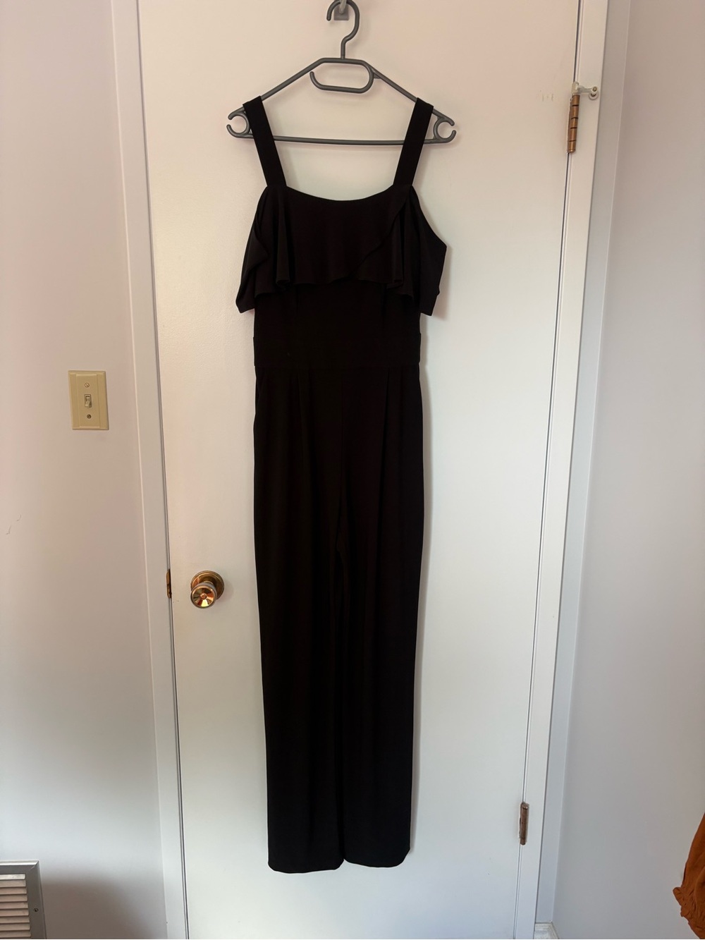 Vintage Le Chateau Black Ruffle-Trim Jumpsuit